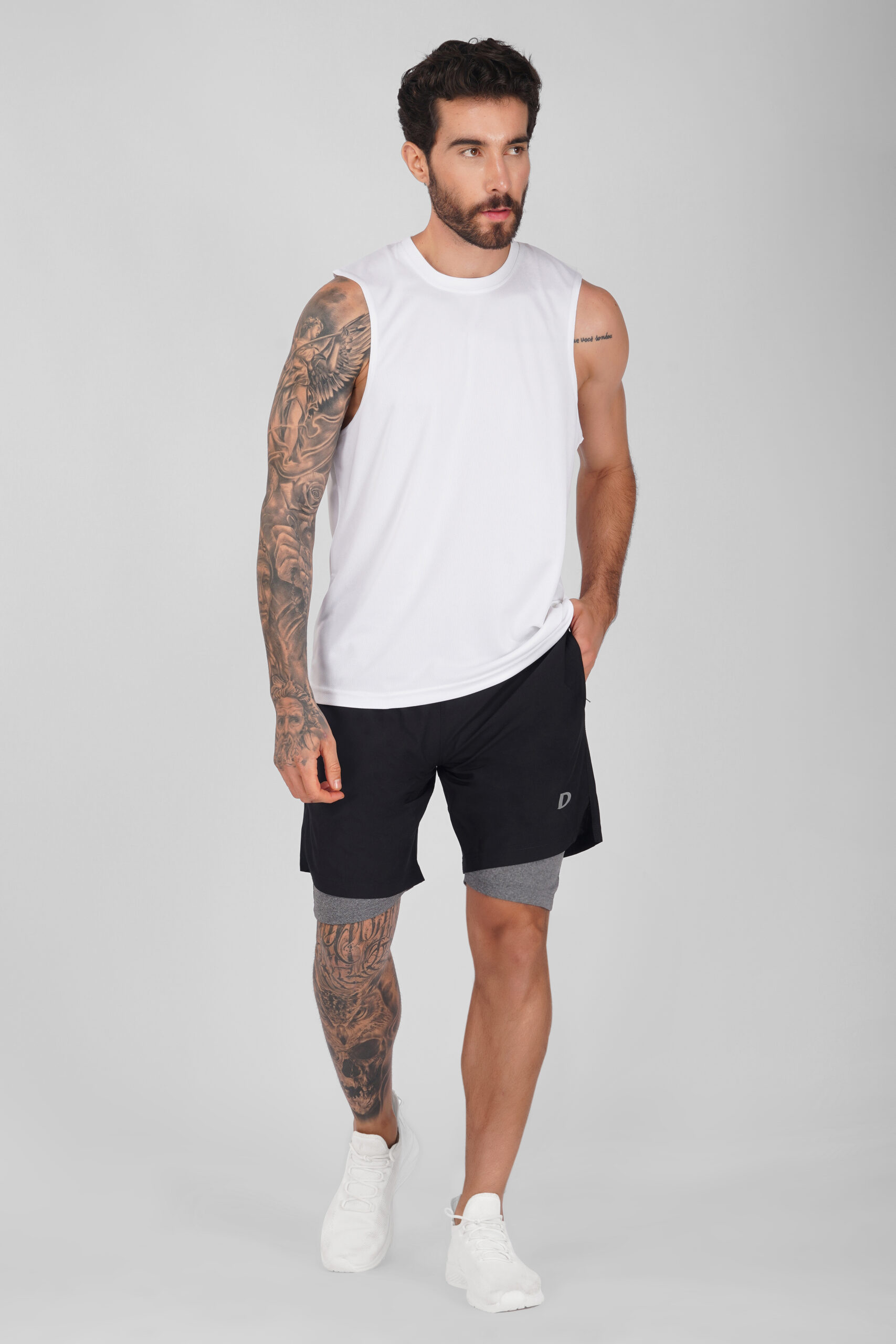 2 in 1 Shorts Black- Front Full